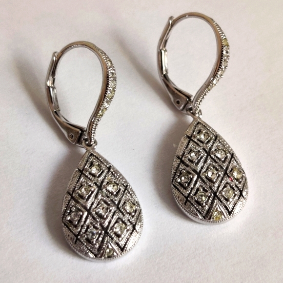 Diamante Teardrop Earrings - Picture 11 of 11